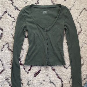 Hunter green long sleeve Henley